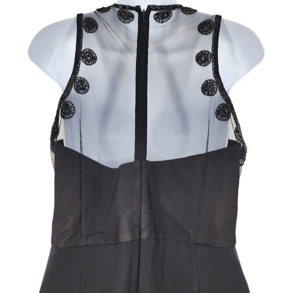 RACHEL GILBERT Women's Black Silk Cocktail Beaded Midi Length Dress Size 5/XXL - Picture 3 of 5